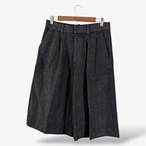 Banana Republic Wide Leg Cropped Pants Size 4P Charcoal Wool Linen Minimalist